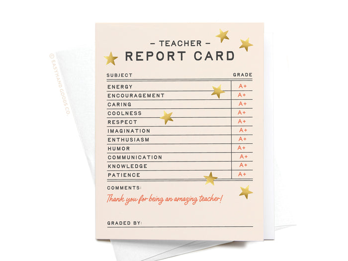 Teacher Report Card Greeting Card - Onderkast Studio