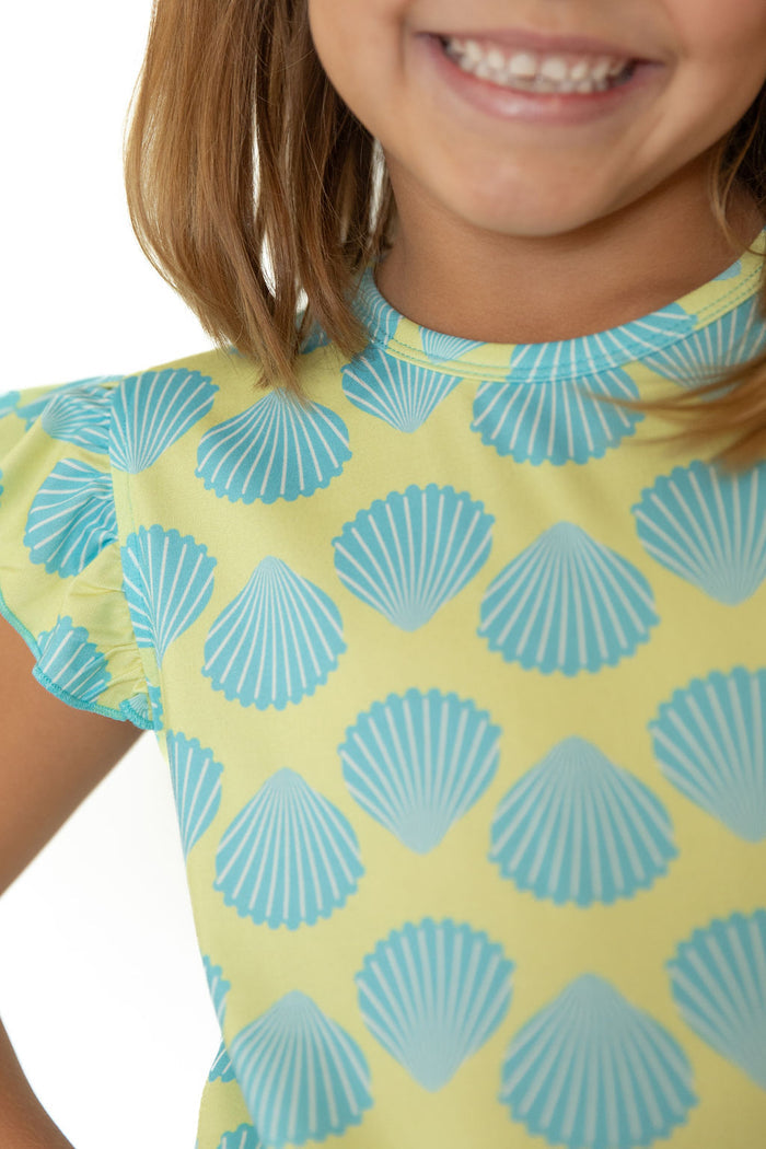 TEAL SHELLS | RUFFLE SHORT SET