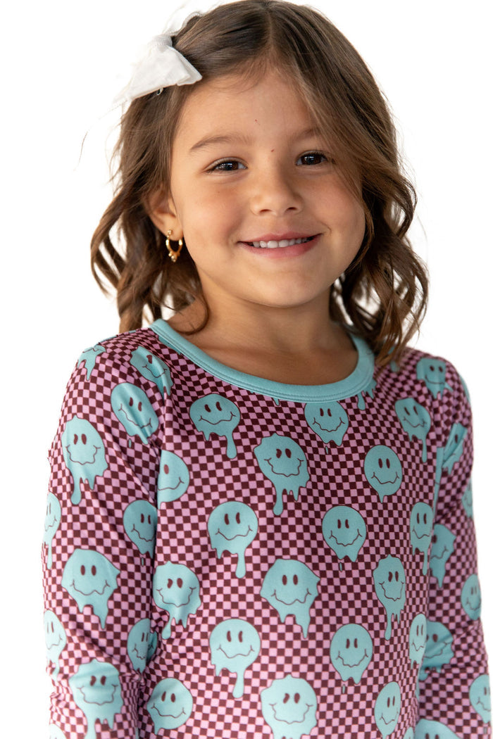 TEAL TRIPPY CHECKER | LONG SLEEVE