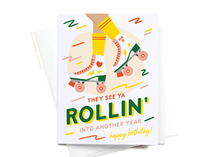 They See Ya Rollin' Roller Blades Greeting Card - Onderkast Studio