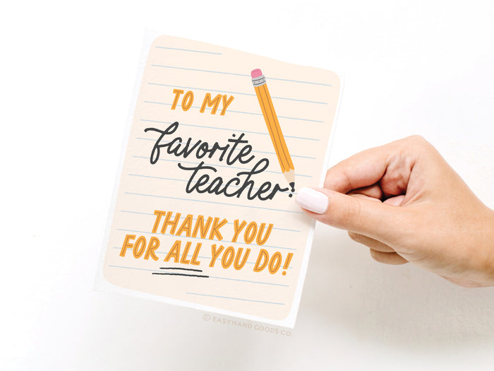 To My Favorite Teacher Greeting Card - Onderkast Studio