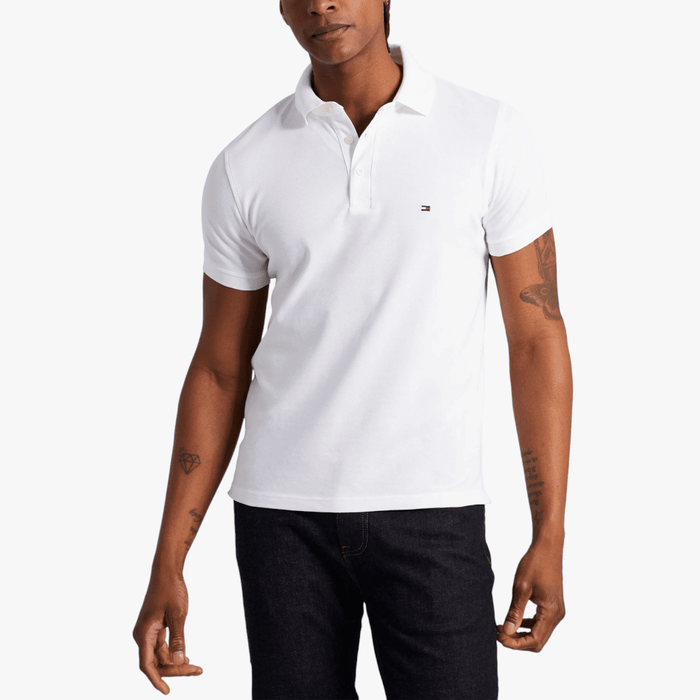Tommy Hilfiger Mens 1985 Regular Short Sleeve Polo Golfer Off White Tommy Hilfiger