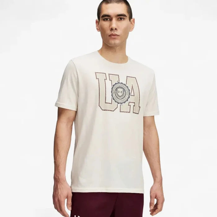 Under Armour Mens College Crest Short Sleeve Tee Beige 279 | Under Armour