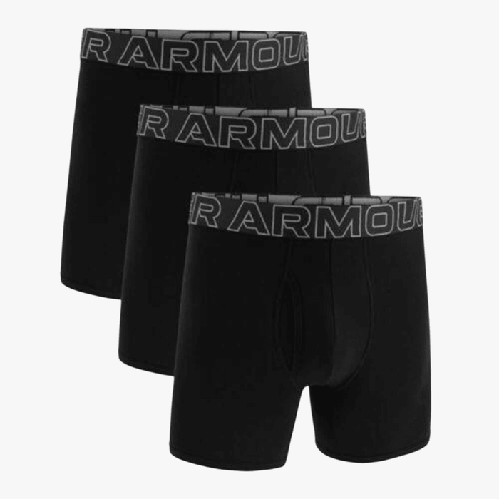 Under Armour Mens Perf Cotton 6" 3 Pack Boxer 001 Black | Under Armour