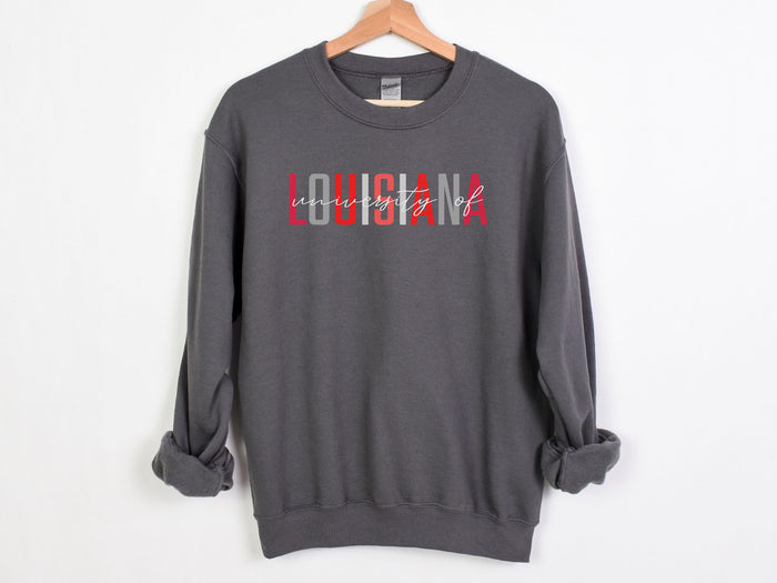 NolaCajun University of Louisiana Sweatshirt Front View Louisiana College Spirit Cajuns