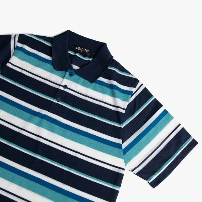 Urban Life Mens Golfer Blue Navy Stripe | Urban