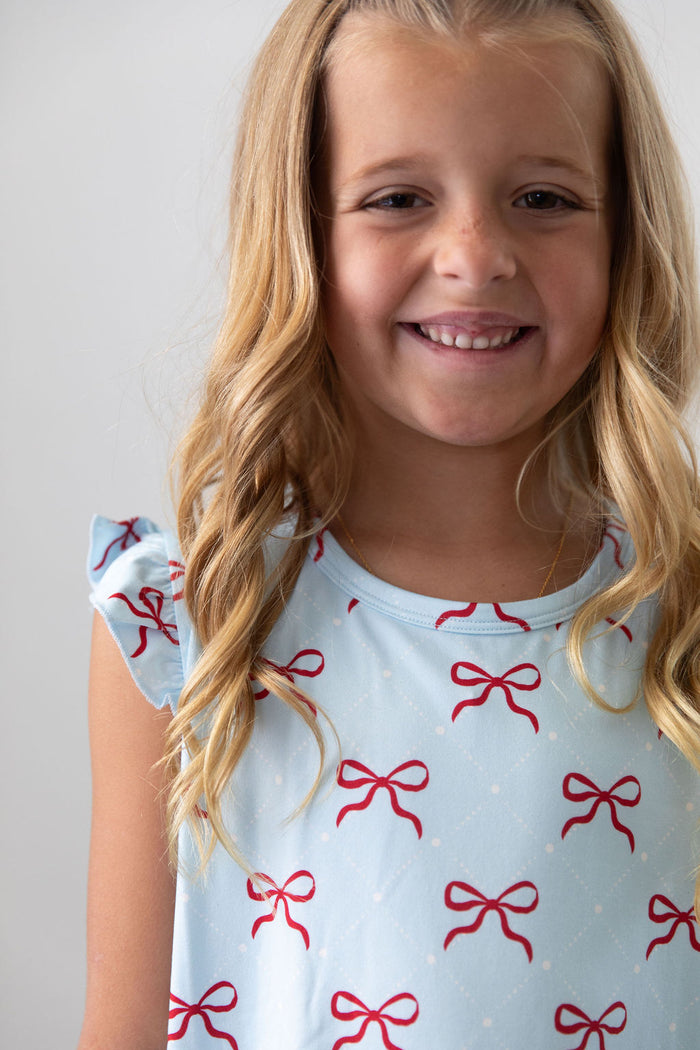 USA BOWS | RUFFLE SLEEVE DRESS