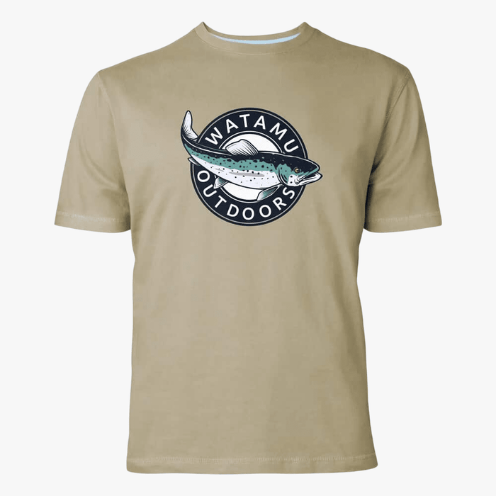 Watamu Mens Rainbow Trout Short Sleeve Tee Khaki | Watamu