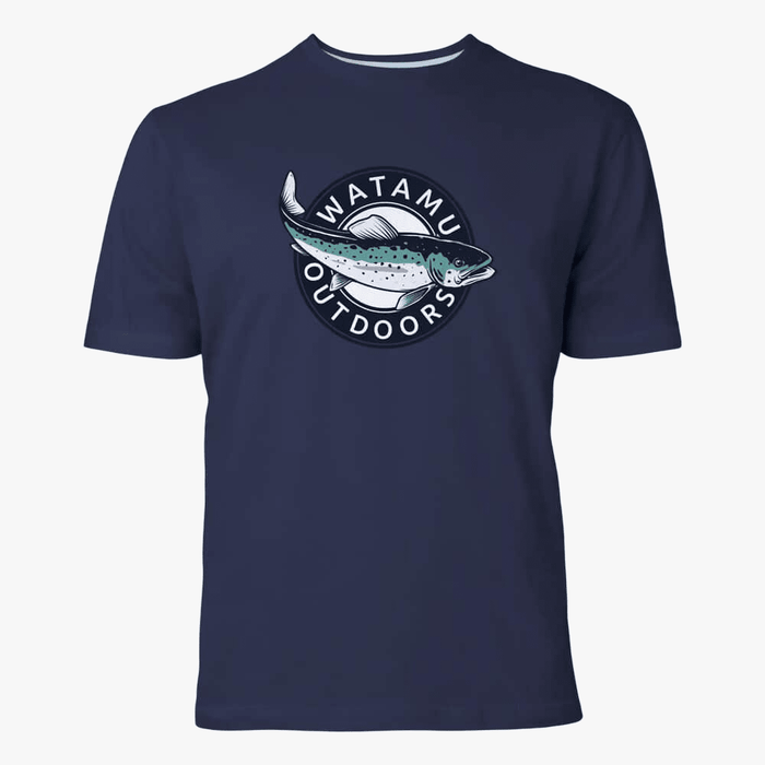 Watamu Mens Rainbow Trout Short Sleeve Tee Navy | Watamu