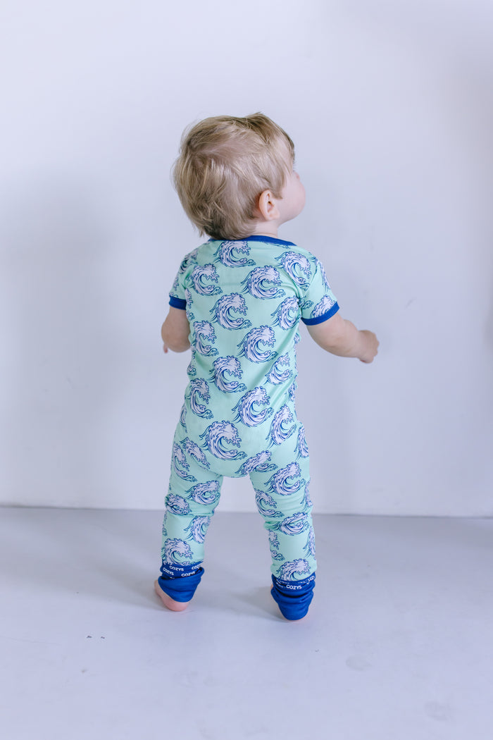 WAVES | SHORT SLEEVE ZIPPER ONE PIECE