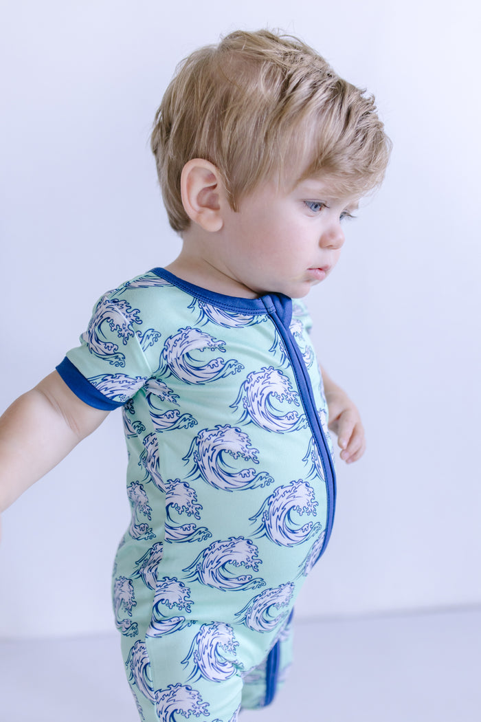 WAVES | SHORT SLEEVE ZIPPER ONE PIECE