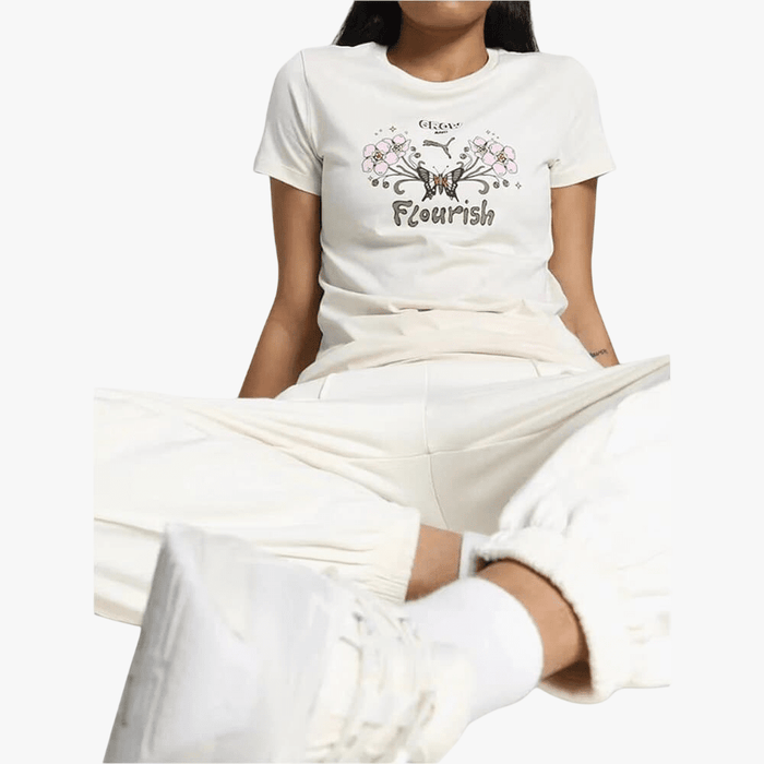 Puma Wopmens Graphics Grow And Flourish Tee Alpine Snow | Puma